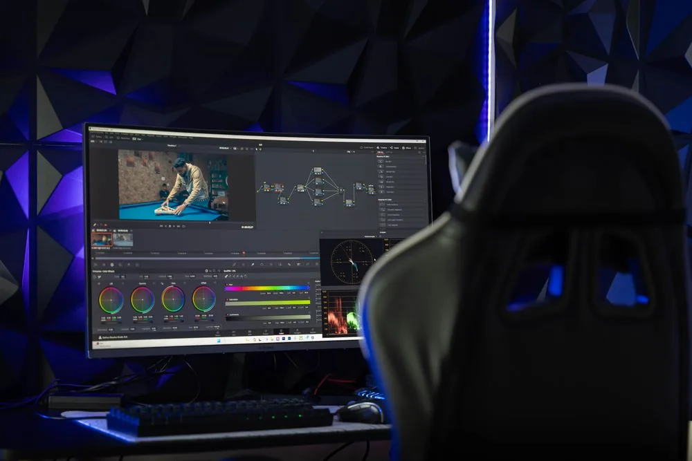 Video editing timeline on a post-production workstation